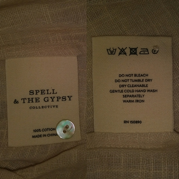 NWT Paloma Blouse XXS Spell Designs Neutral Linen natural buttondown top shirt - Picture 16 of 16